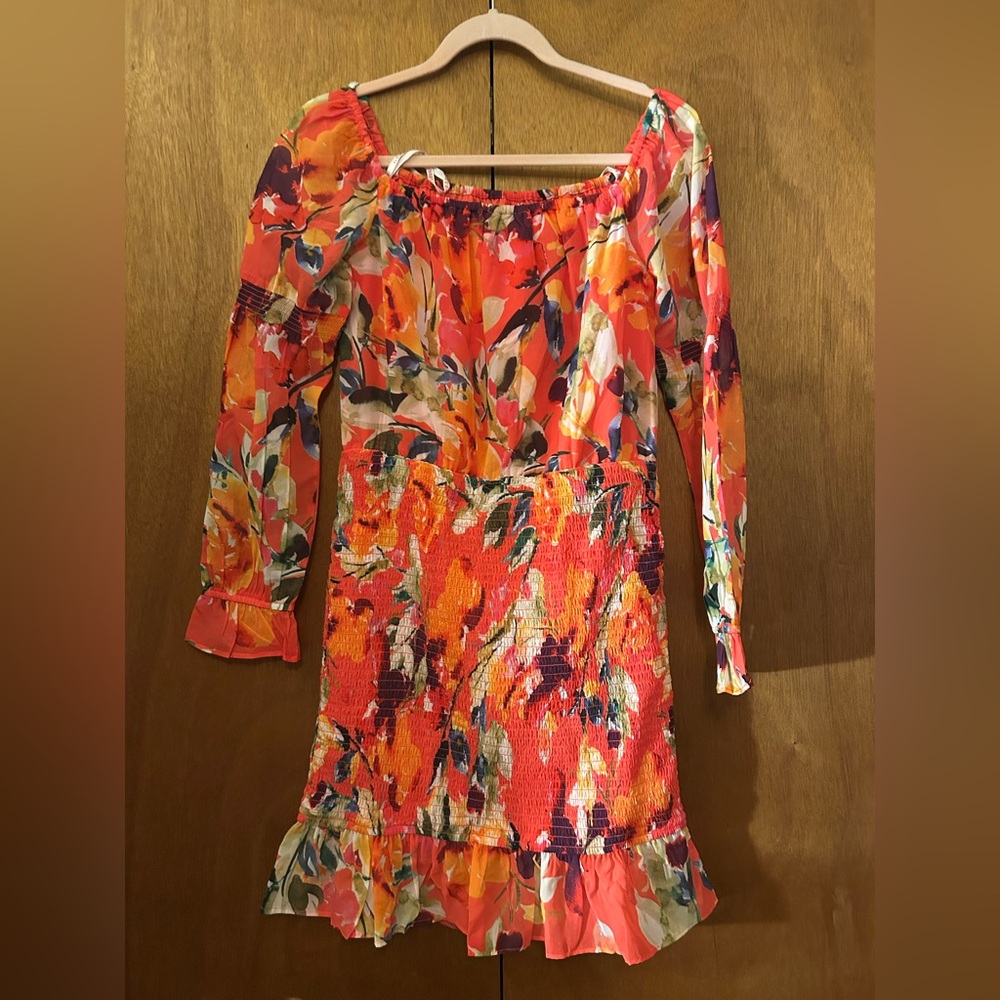 Guess Multicolor Floral Long Sleeve Dress